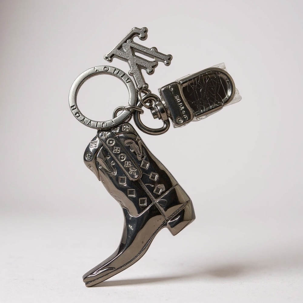 LV Silver Cowboy Boot Keychain bag  charm key holder Monogram luxury jewelry NEW